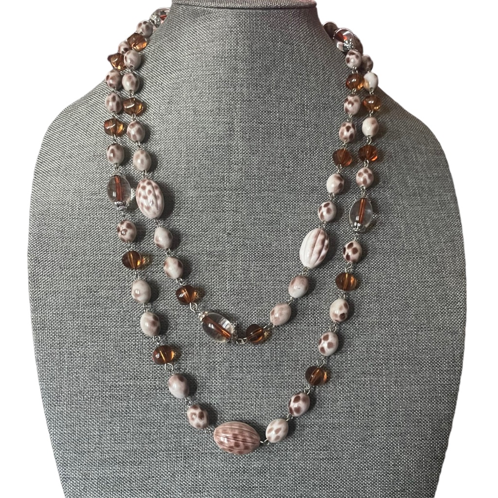 Long Spotted Bead Necklace